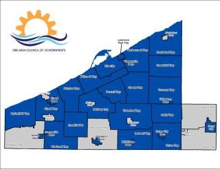 Erie County map depicting COG member municipalities.